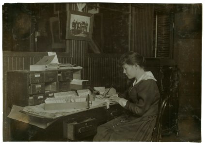 Malvina Amundsen, 15 years old. Office girl in Eastern Talking Machine Co., 177 Tremont Street. LOC nclc.05609