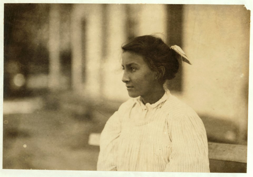 Mamie La Barge at her Machine. Under legal age. LOC nclc.02289