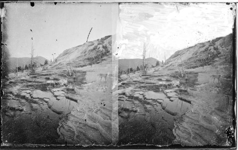 Mammoth Hot Springs, on Gardiner's River. Upper basins. Yellowstone. - NARA - 517467