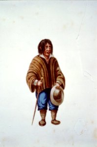 Man holding a hat and walking stick, Peru LCCN00651685