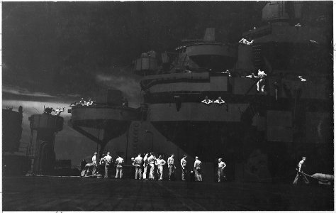 Making ready the flight deck of USS Lexington (CV-16) for a strike in the Pacific. - NARA - 520798