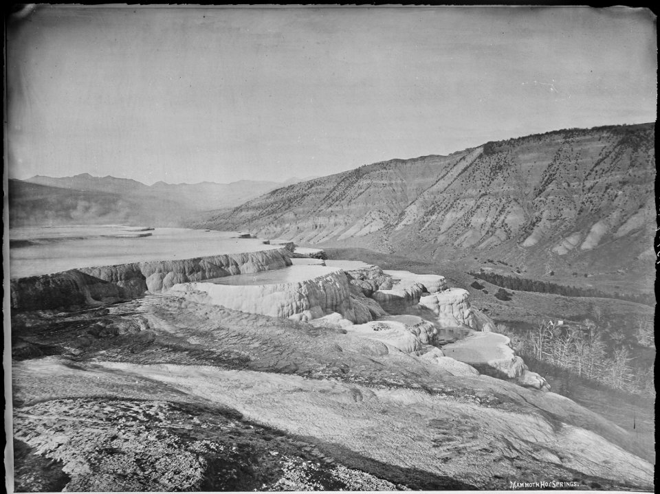 Mammoth Hot Springs, Jupiter Terrace from above. Yellowstone. - NARA - 517636