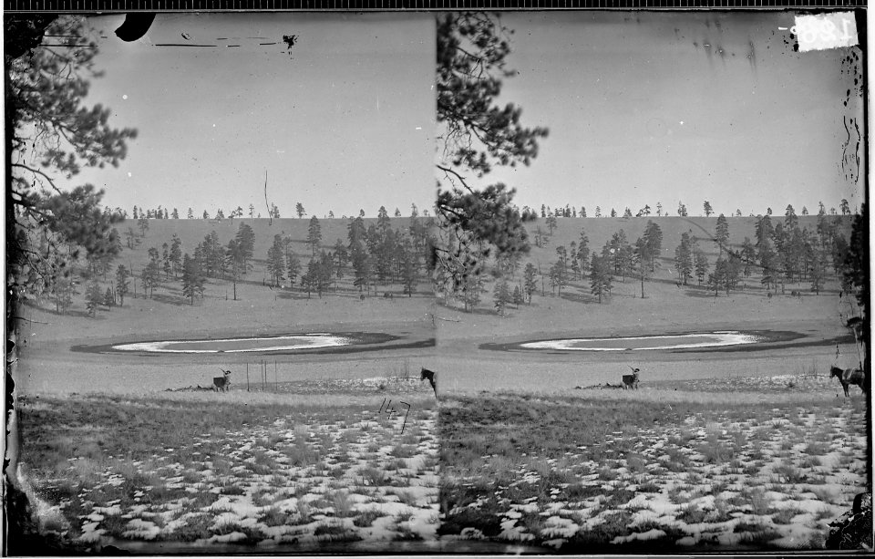 MAN SHOOTING NEXT TO POND CRATER IN SAN FRANCISCO MOUNTAINS, ARIZONA - NARA - 523898