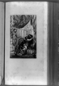 Man watching man and woman in intimate embrace on bed LCCN93507961