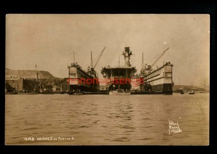 MALTA-H-M-S-HERMES-IN-FLOATING-DOCK-Rigaud-1912