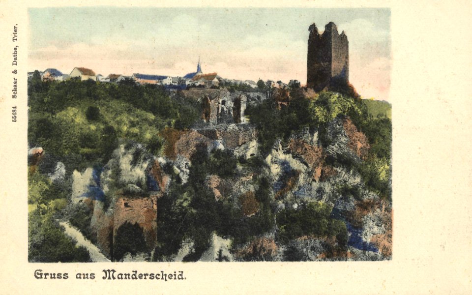 Manderscheid, Rheinland-Pfalz - Stadtansicht mit Burg (Zeno Ansichtskarten)