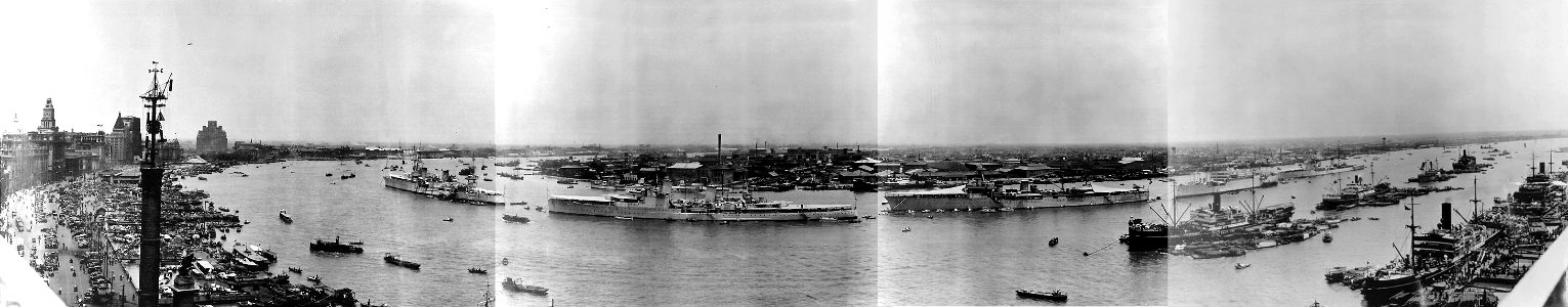 Man of War Row in the Whangpoo (Huangpu) River, Shanghai, China in 1939 photo