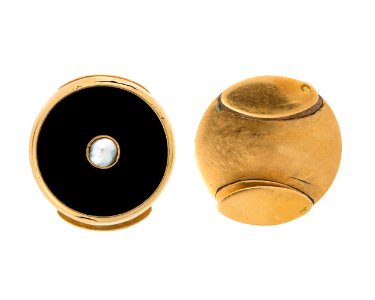 Manschettknappar av guld med agat och pärlor, 1860 - Hallwylska museet - 110609