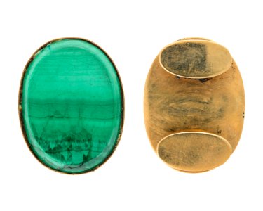 Manschettknappar av guld med malakit, 1860 - Hallwylska museet - 110553