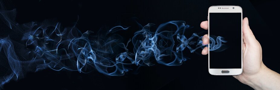 Smoking mobile phone touch screen photo