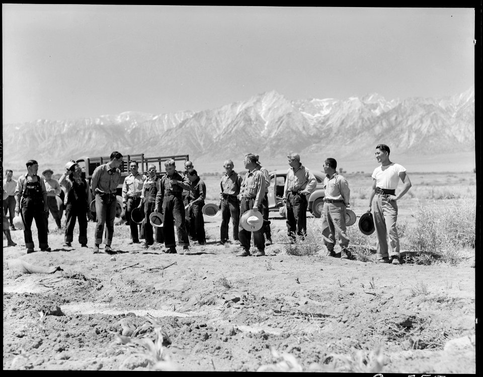 Manzanar Relocation Center, Manzanar, California. Farm crew of which Johnny Fukazawa is foreman. T . . . - NARA - 538049