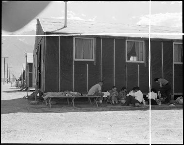 Manzanar Relocation Center, Manzanar, California. Evacuees at this War Relocation Authority center . . . - NARA - 538160
