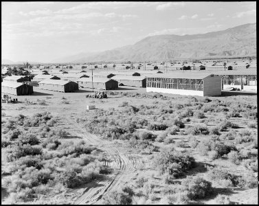 Manzanar Relocation Center, Manzanar, California. View of the Manzanar Relocation Center showing th . . . - NARA - 538161