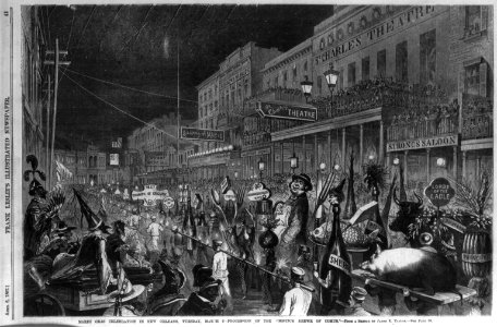 Mardi Gras celebration in New Orleans, Tuesday, March 6 - Procession of the Mistick Krewe of Comus (Epicurean floats) LCCN99614058