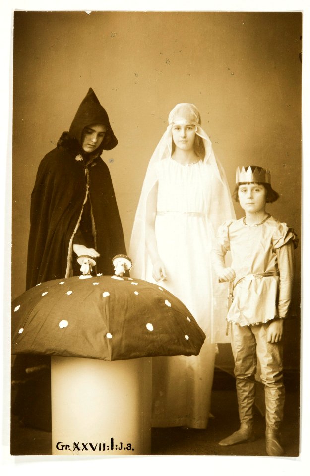 Margit och Erik von Geijer samt Elionore Joseph. Erik prins, Margit som fe. Elionore som häxa, 1920 - Hallwylska museet - 107989