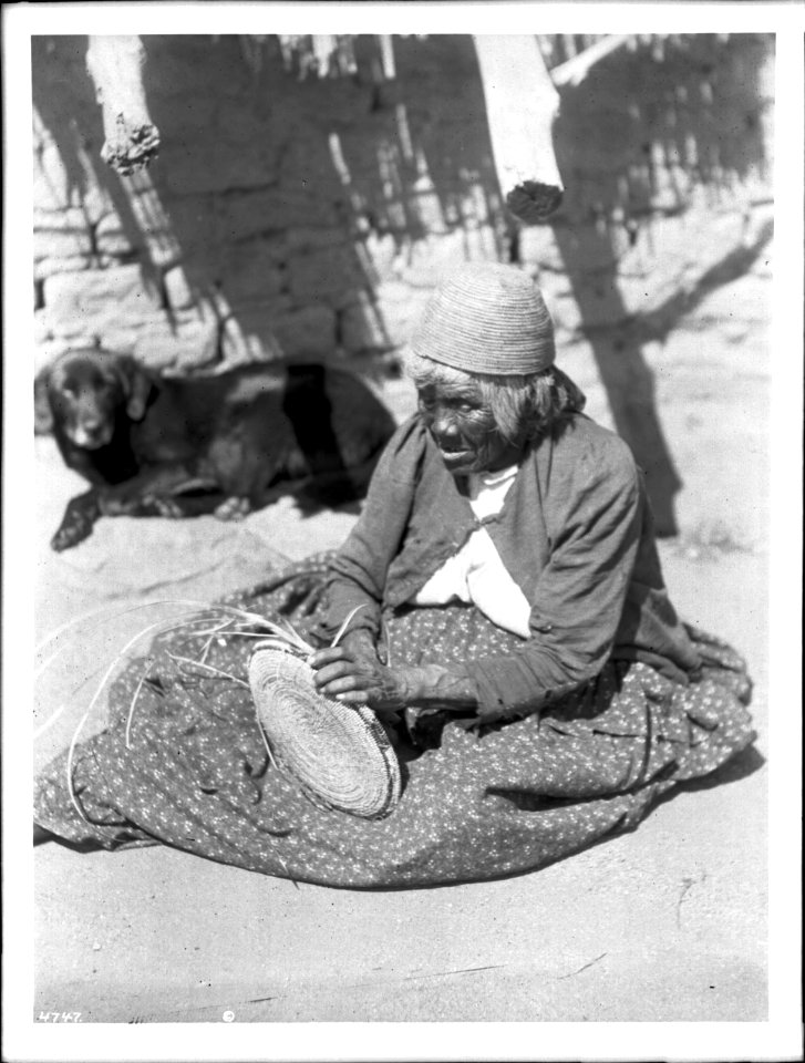 Maria Casseri, a Coahuilla Indian basket maker, at work, California, ca.1899 (CHS-4747)
