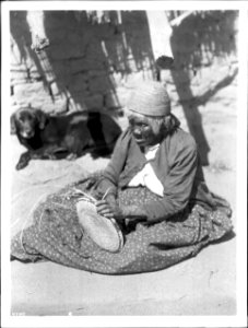 Maria Casseri, a Coahuilla Indian basket maker, at work, California, ca.1899 (CHS-4747)