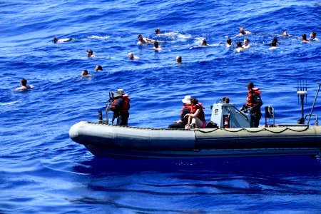 Marianas Trench Swim Call aboard USS Wayne E. Meyer (DDG 108) 170213-N-RM689-322