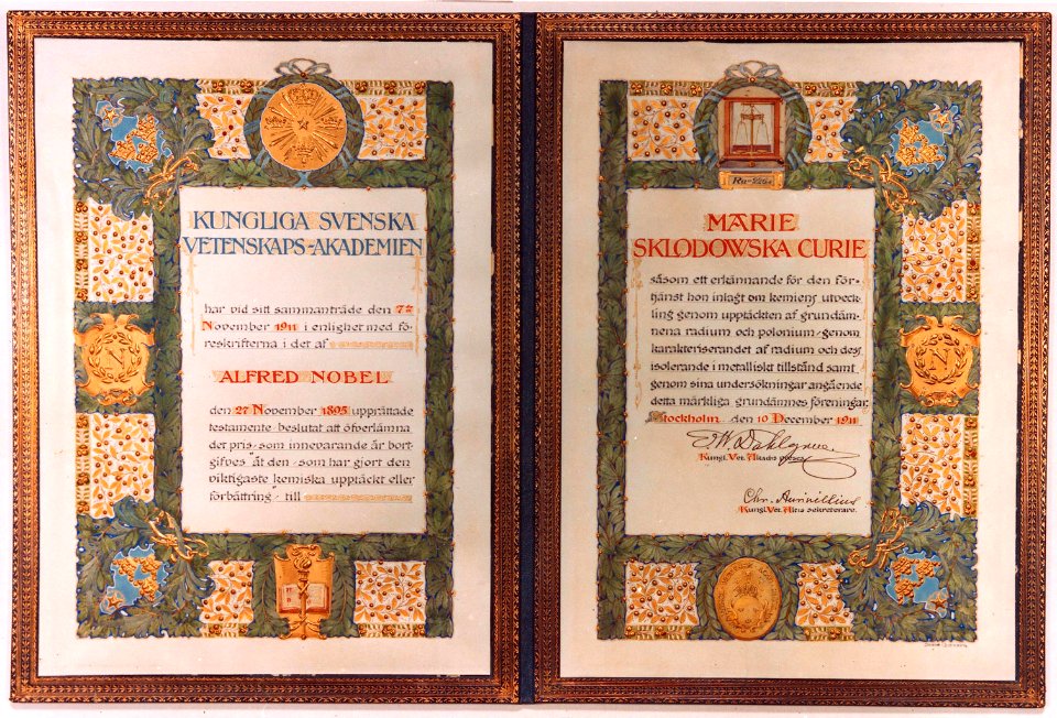 Marie Skłodowska-Curie's Nobel Prize in Chemistry 1911