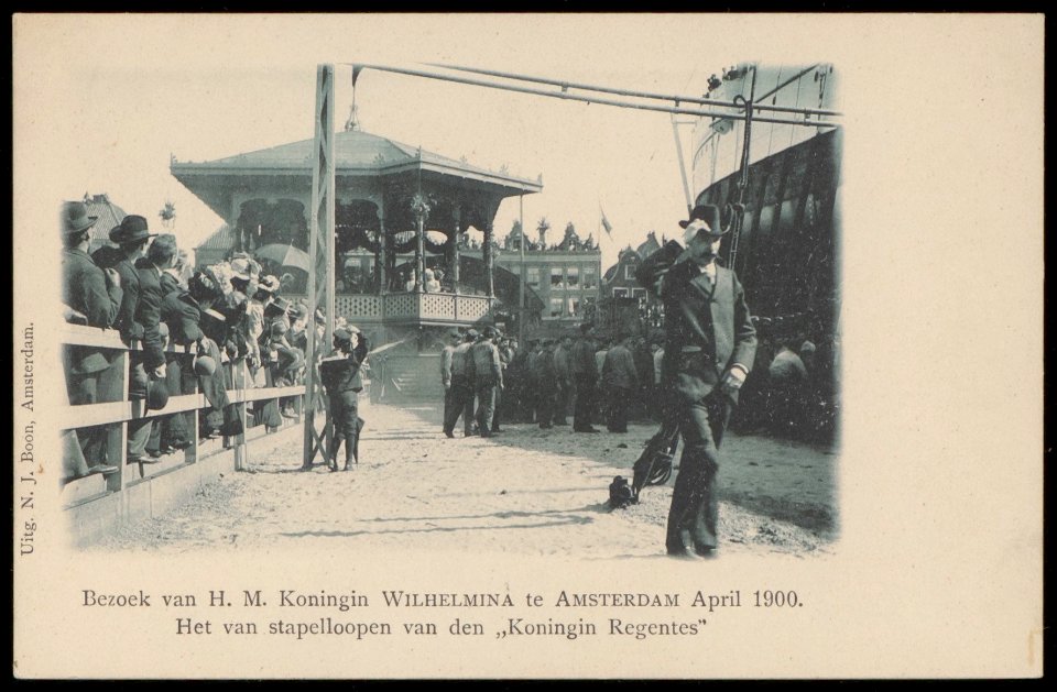 Marine-etablissement, Grote Kattenburgerstraat 7-17C tijdens bezoek van Koningin Wilhelmina en prins Hendrik, Afb PBKD00143000005