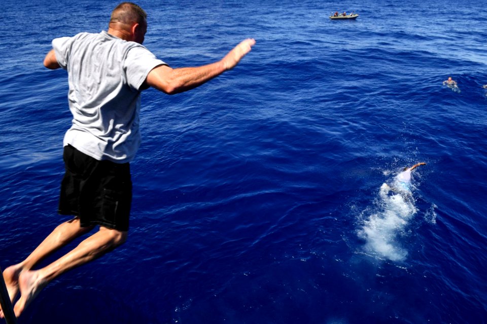 Marianas Trench Swim Call aboard USS Wayne E. Meyer (DDG 108) 170213-N-RM689-193