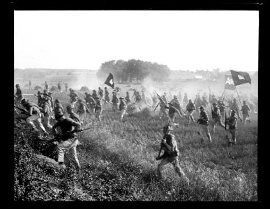 Marines during reenactment of Pickett's Charge at the battle of Gettysburg. Pennsylvania LCCN2016891531