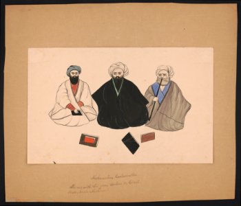 Mohamedan ecclesiastics, the one with the green turban a lineal descendant (of) Mohamed LCCN2017658961