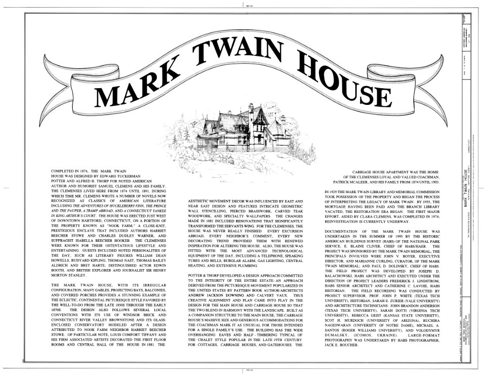 Mark Twain House - HABS drawing 00001a