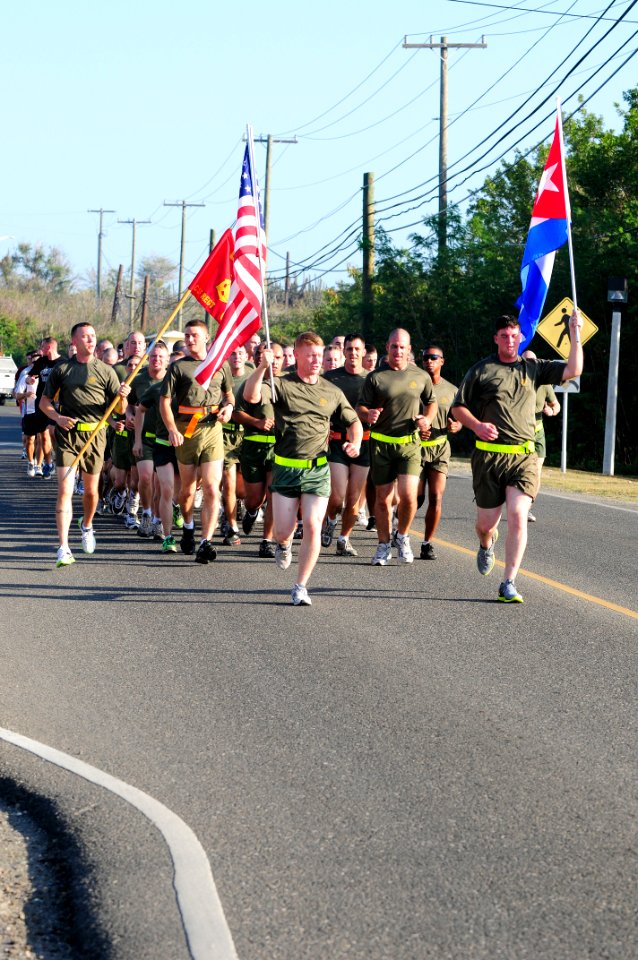 Marines from Marine Corps Security Force Company Guantanamo lead the 42nd Guantanamo Cuban- American Friendship 5k fun run DVIDS365329