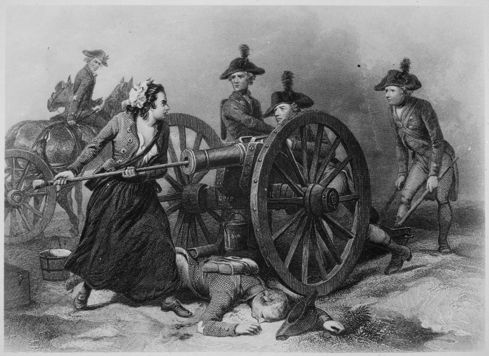 Molly Pitcher at the Battle of Monmouth. June 1778. Copy of engraving by J. C. Armytage after Alonzo Chappel., 1931 - 19 - NARA - 532935