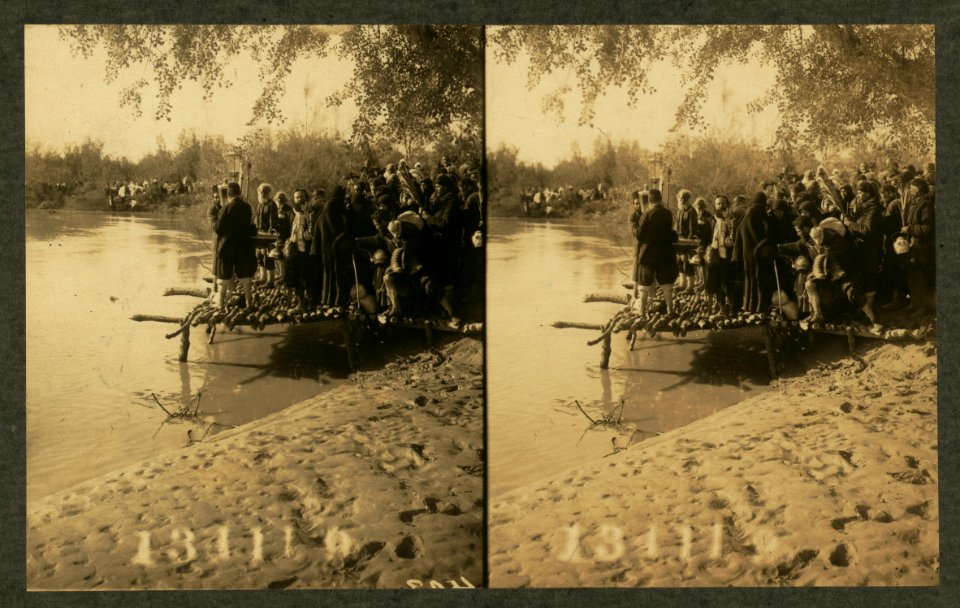 Monks from nearby monastery holding ceremony on the banks of the Jordan, blessing the water LCCN2004672914