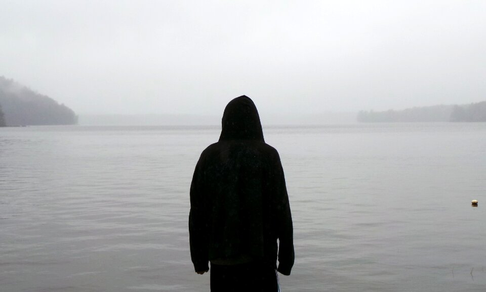 Rainy people alone