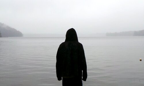 Rainy people alone