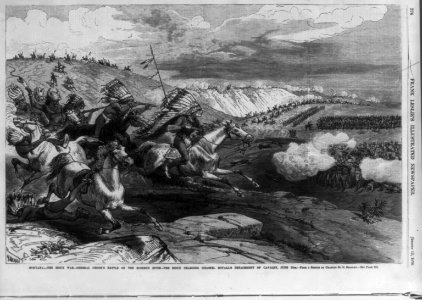 Montana - The Sioux War - General Crook's Battle on the Rosebud River - The Sioux charging Colonel Royall's detachment of Cavalry, June 17th LCCN2004677269