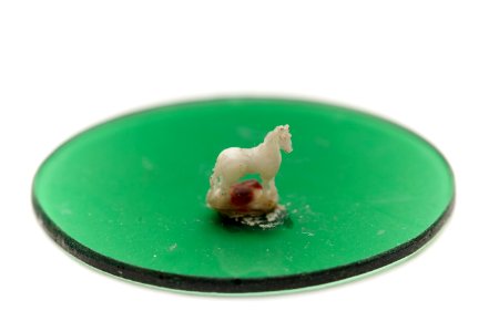 Miniatyrhäst av elfenben på oval, grön glasplatta - Skoklosters slott - 92175