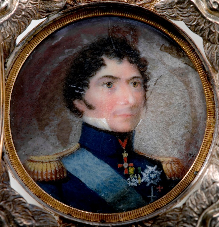 Miniatyrporträtt, Karl XIV Johan, serafimerorden kraschan - Livrustkammaren - 32923