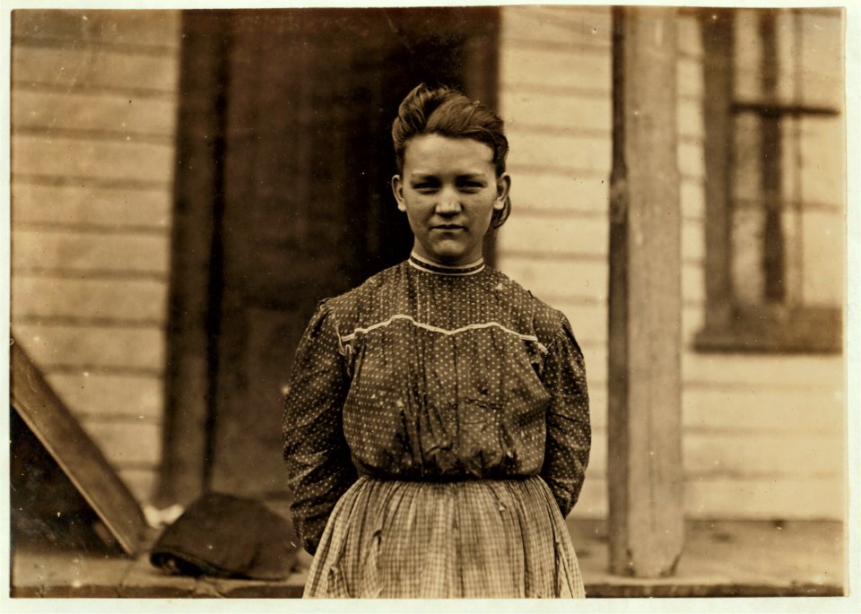 Minnie Love (see photo 327), Springstein Mills, Chester, S.C. Been in mill since 7 yrs. old. Witness Sara R. Hine. LOC nclc.01421
