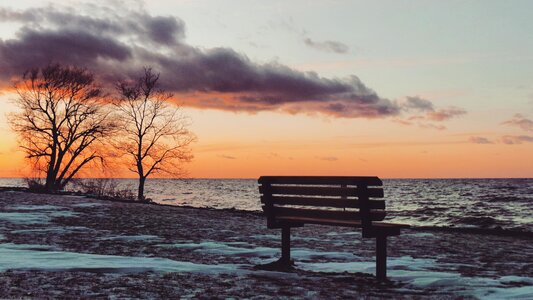 Beach shore snow