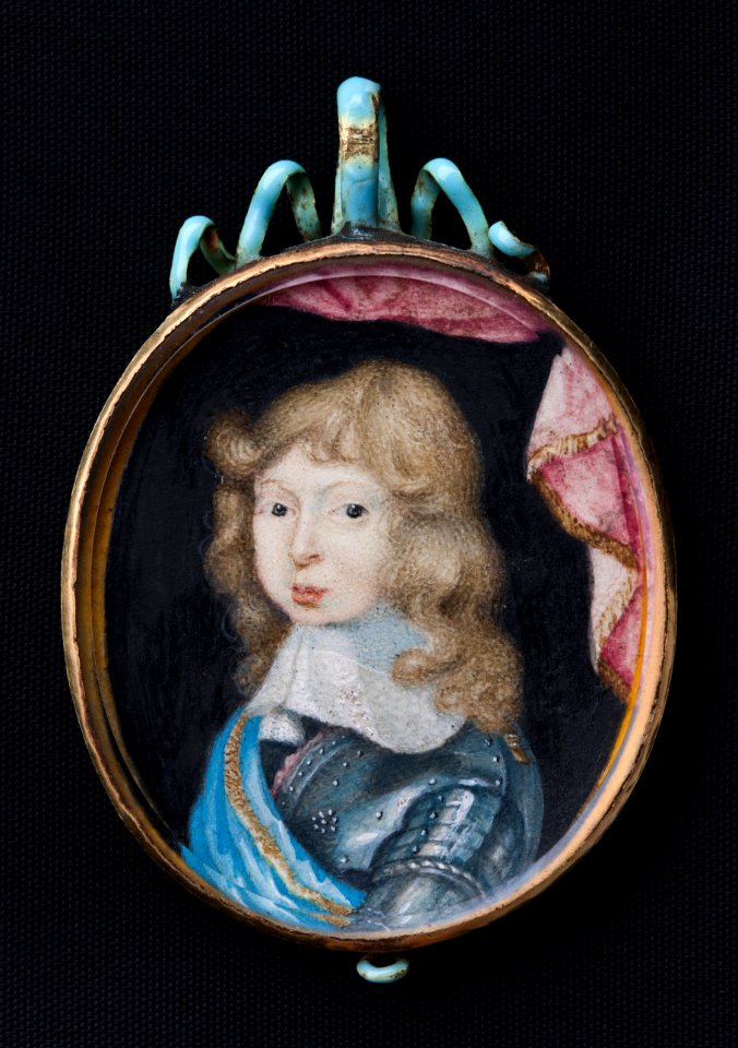 Miniatyrporträtt, Karl XI, Pierre Signac, ca 1662 - Livrustkammaren - 89014
