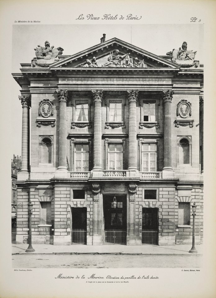 Ministère de la Marine. Elévation du pavillon de l'aile droite (jlpw15 0727)