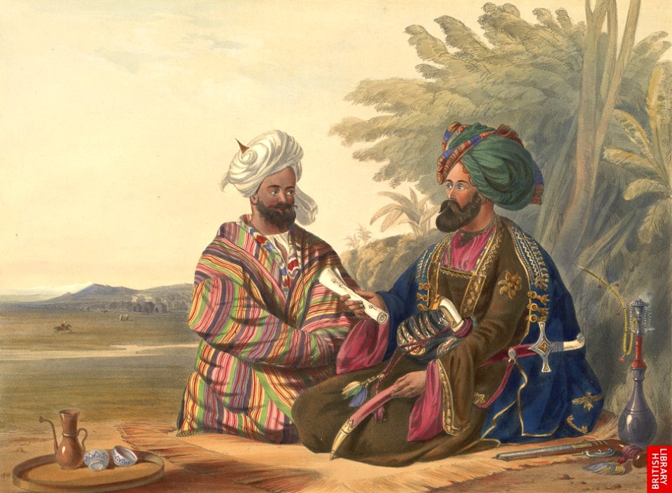 Mir Wali with an Uzbek ambassador in 1840