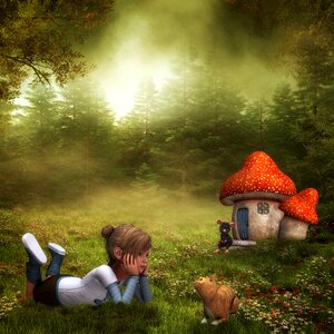 Mouse mushroom house forest