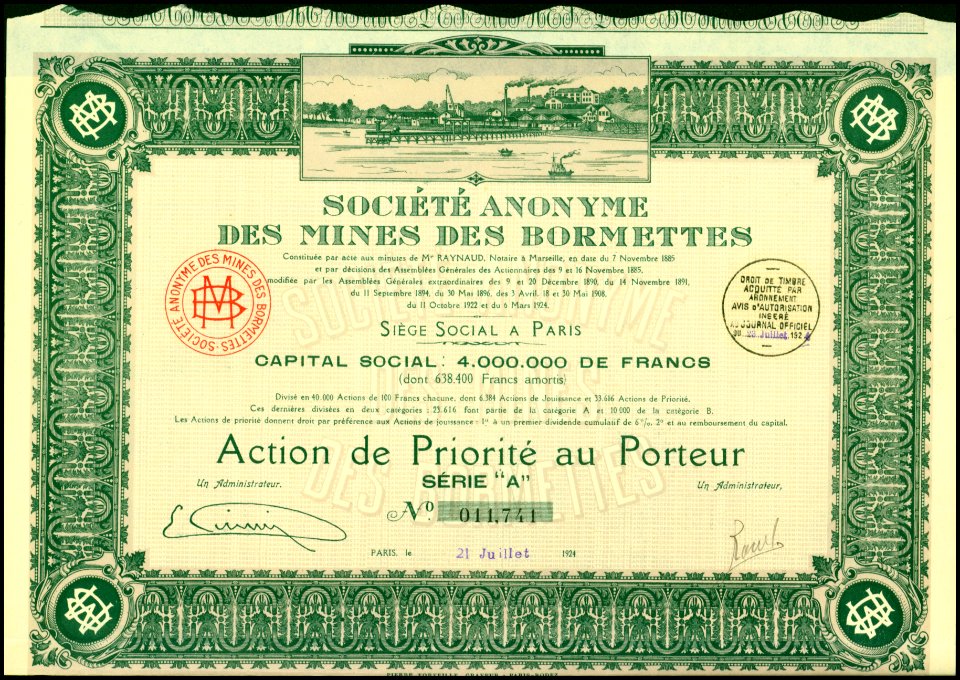 Mines des Bormettes 1924