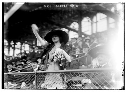 Miss Genevieve Ebbets, youngest daughter of Charley Ebbets, throws first ball at opening of Ebbets Field (baseball) LCCN2014692120 photo