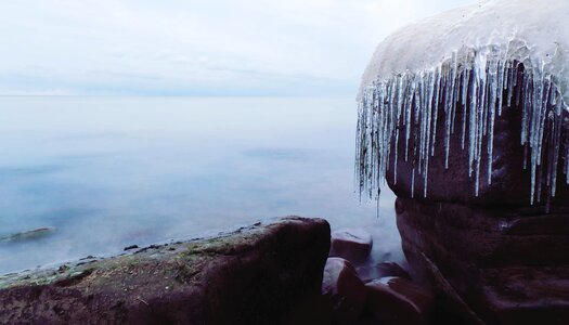 Rocks coast ice