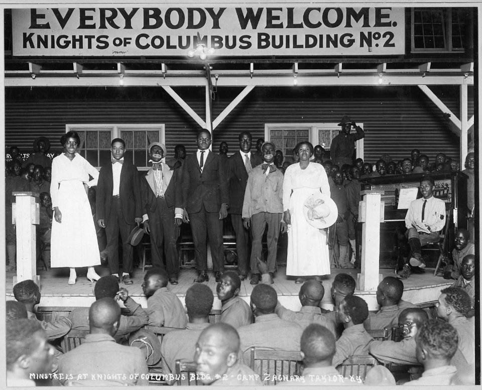Minstrels at Knights of Columbus Building Number 2- Camp Zachery Taylor, Louisville, Kentucky. - NARA - 533563