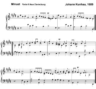 Minuet Partie III Neue Clavierübung de Johann Kuhnau, 1689