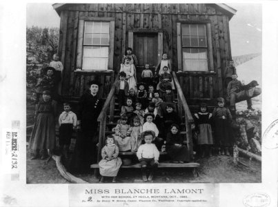 Miss Blanche Lamont with her school at Hecla, Montana, Oct. 1893 LCCN2010648269