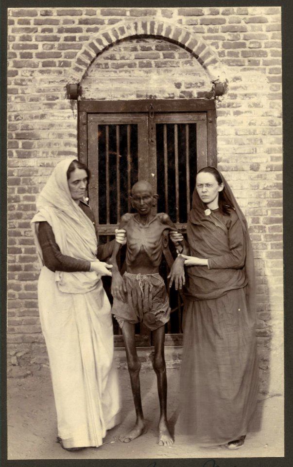 Miss Neil (and) a famine victim, India LCCN2007682803