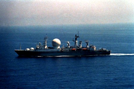 Missile range instrumentation ship Marshal Krylov in 1990